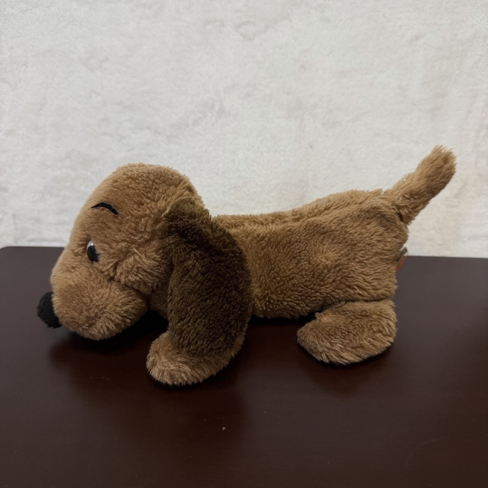 Vintage 1973 Dakin Brown Laying Drooper Stuffed Puppy Dog Animal Plush 12"